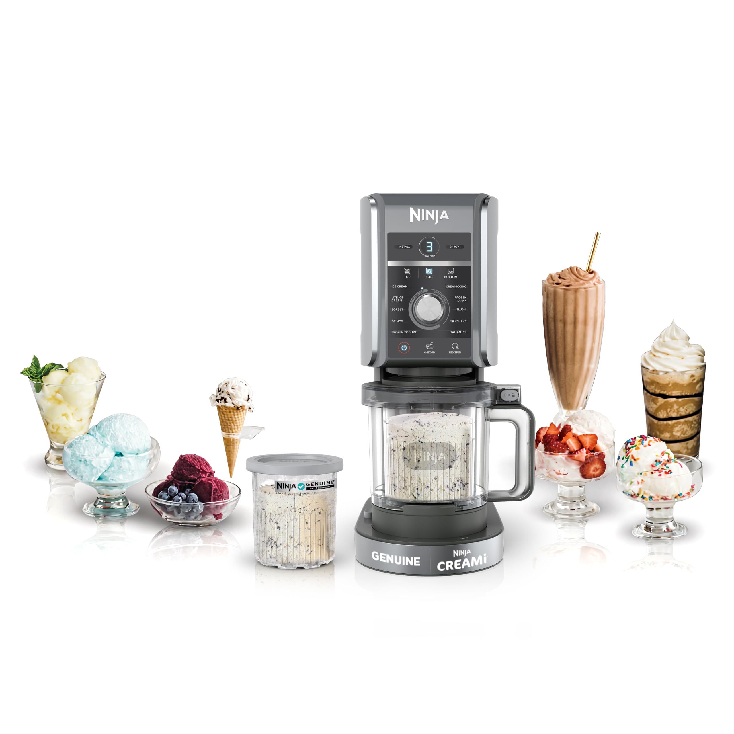 Ninja CREAMi Deluxe NC501 frozen treat maker with two tubs
