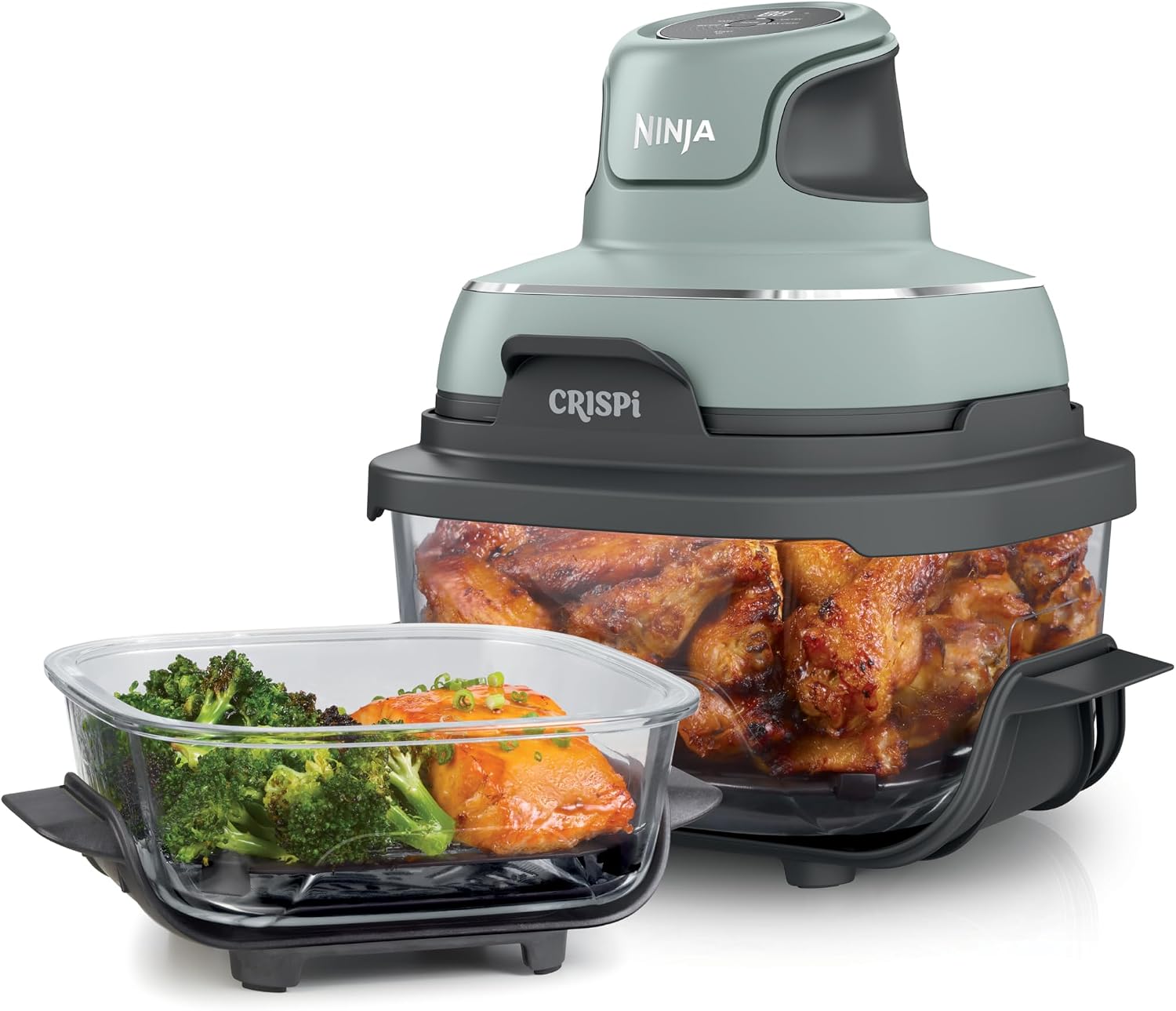 Ninja Crispi FN101SG Sage cooking system with its glass containers
