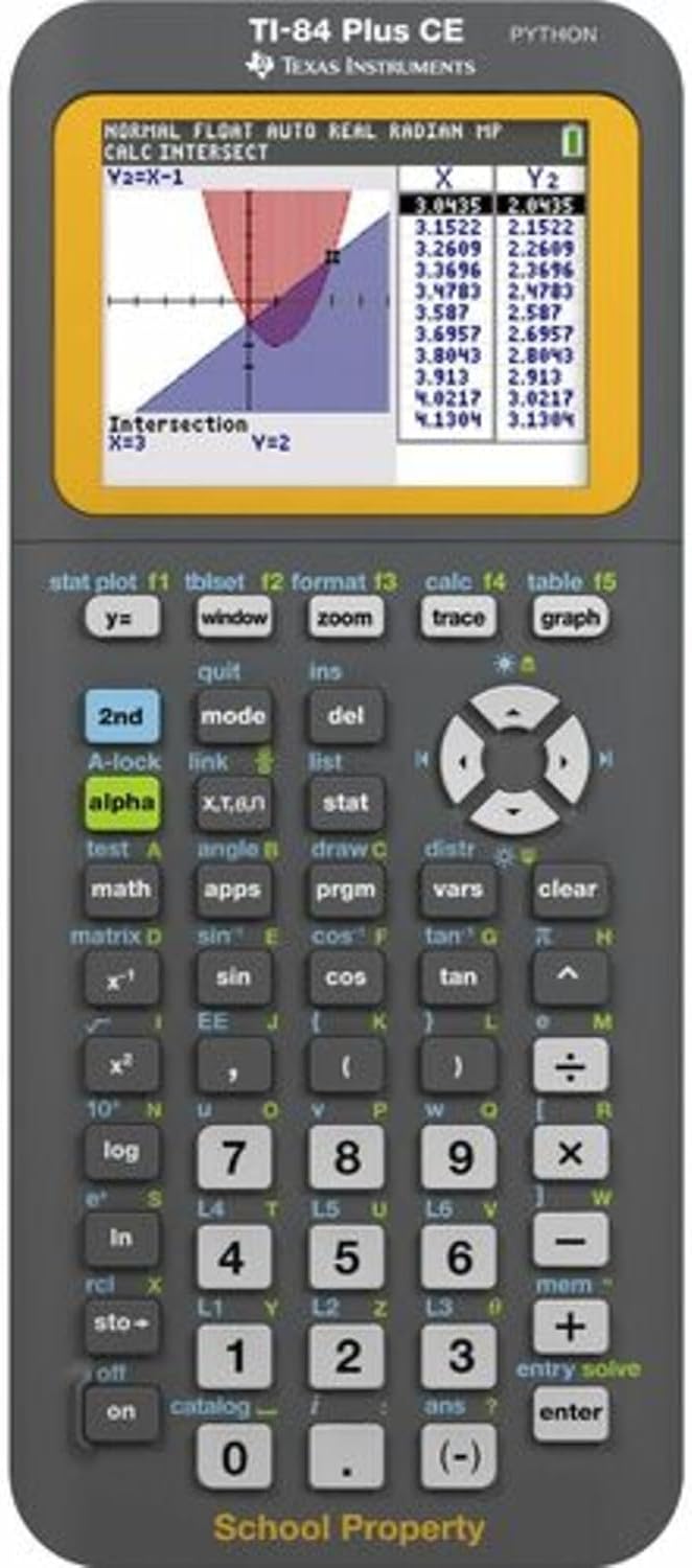 Texas Instruments TI-84 Plus CE Python Edition graphing calculator, front view